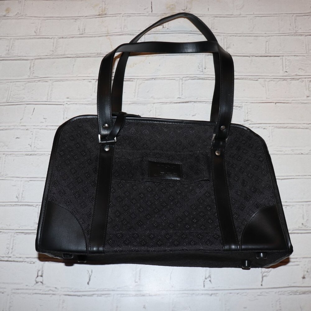 🖤 Joy Mangano Black & Tan Patterned Tote ·